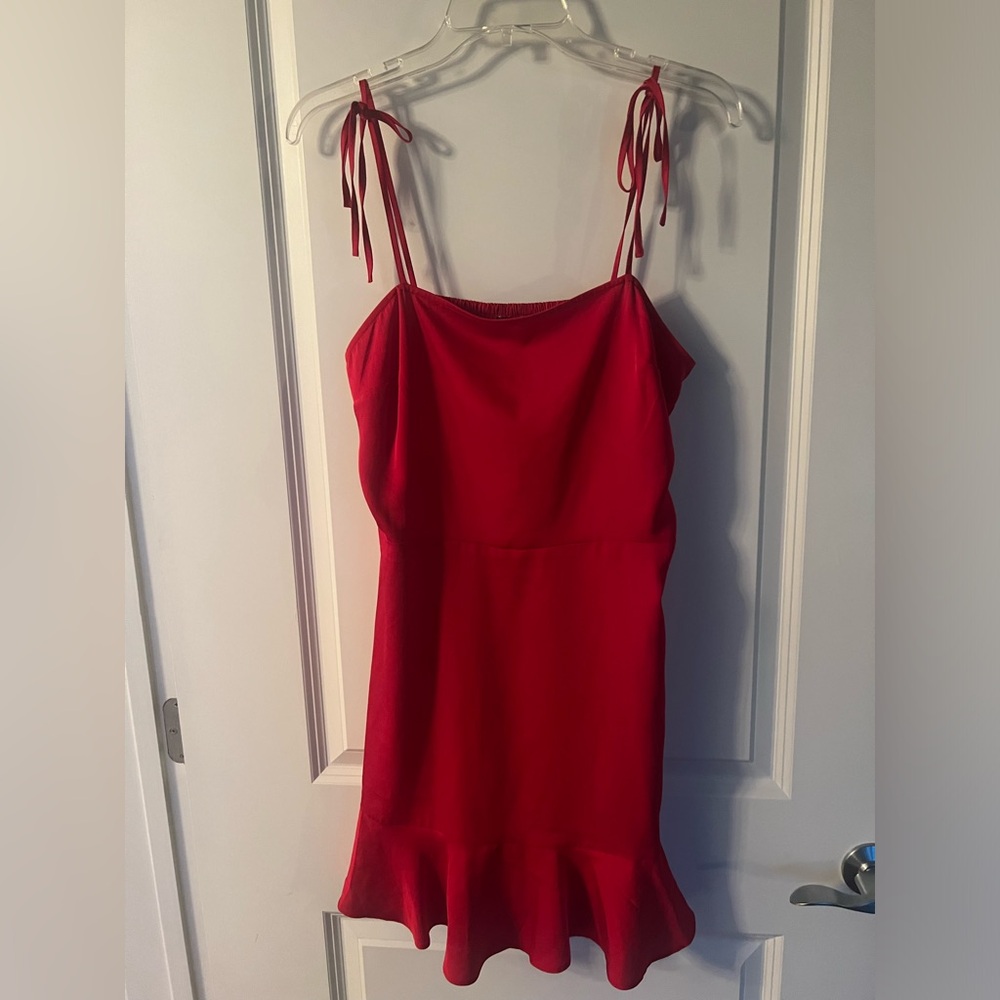 NWT Express Adjustable Tie Spaghetti Strap mini dress - red - size medium